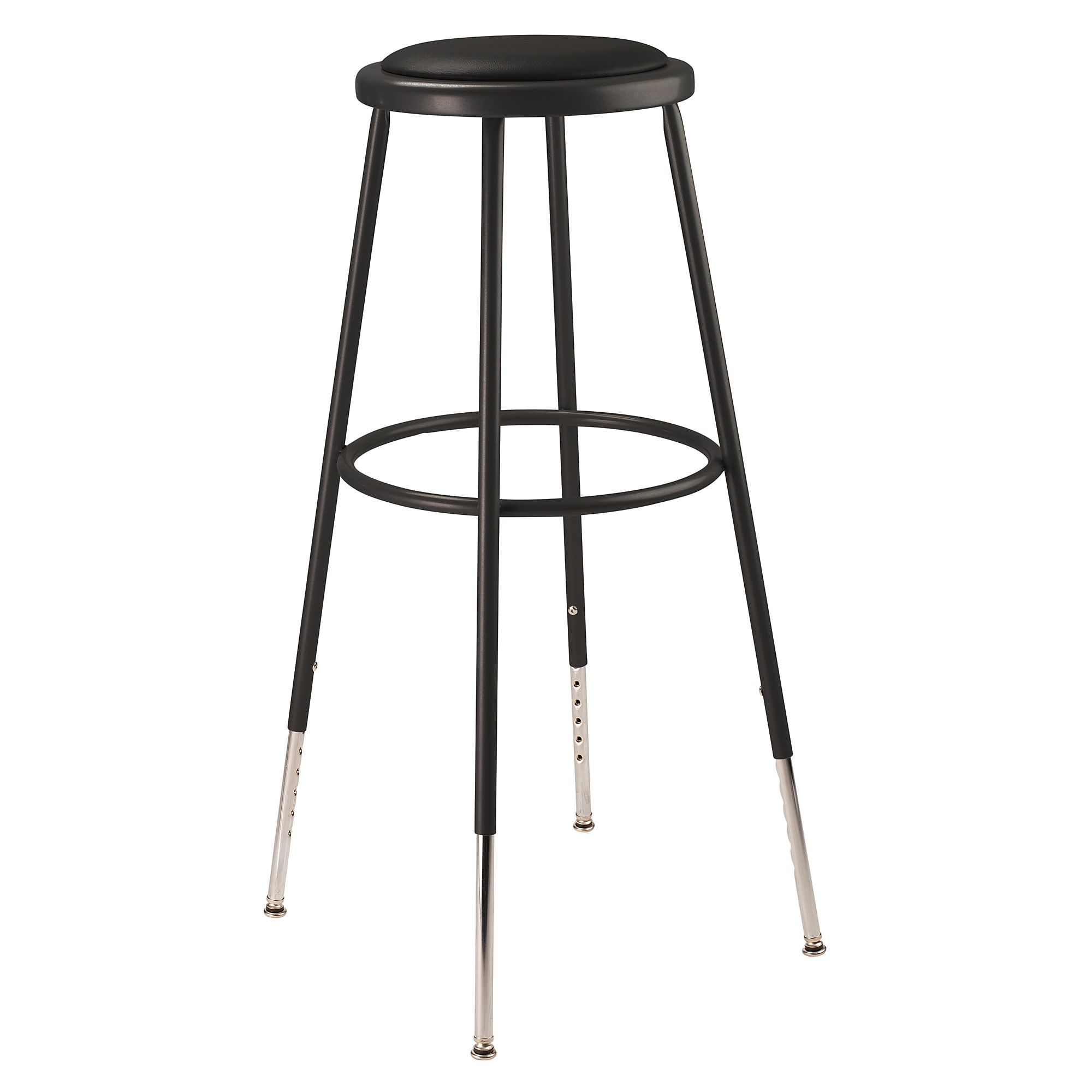 National Public Seating, 30.5 -38.5in.H Adjust Vinyl Steel Stool, Primary Color Black, Included (qty.) 1, Seating Type Office Stool, Model# 6430H-10